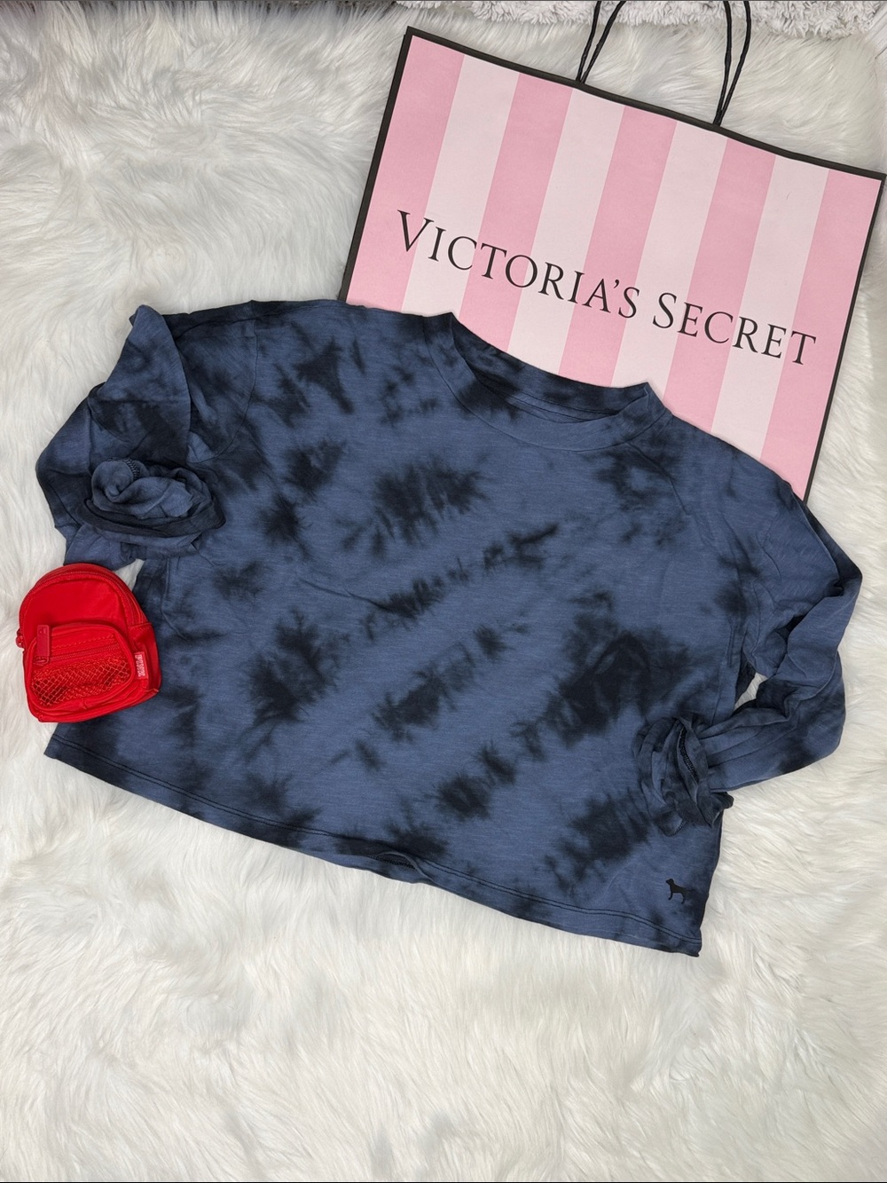 PINK Tie dye cropped long sleeve Tee size Extra Small XS
